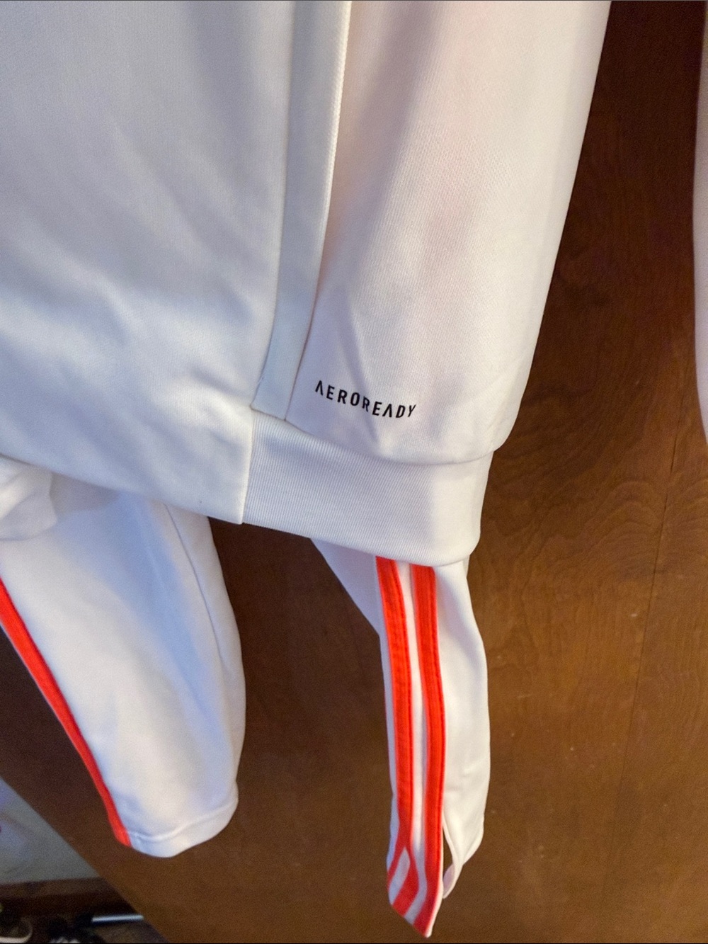 Men Adidas White Track Pants with Pink Stripe - Picture 2 of 3